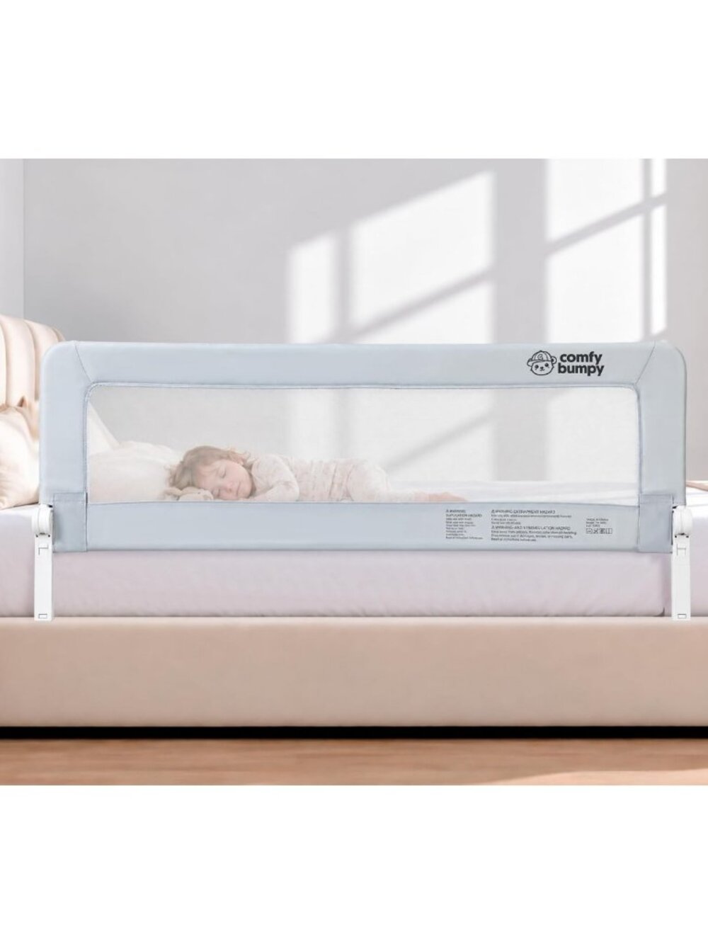 Extra Tall Toddler Bed Rail - 55.5" L | Swing Down Safety Guard for Twin, Full
